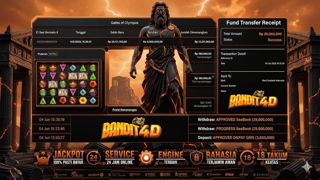 SELAMAT KEPADA MEMBER BANDIT4D
DEPOSIT : RP 3.000.000
WITHDRAW : RP 29.000.000
L