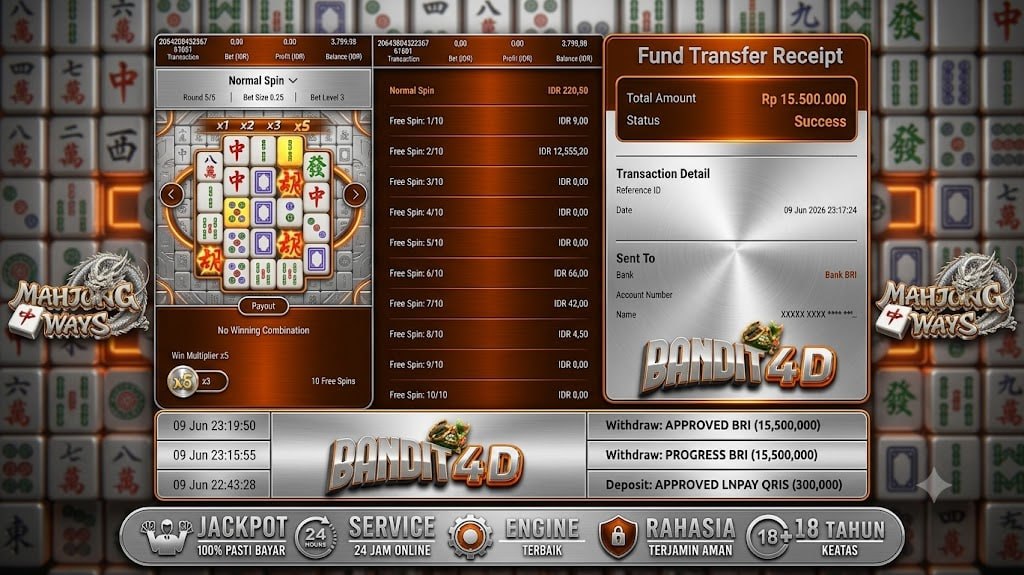 SELAMAT KEPADA MEMBER BANDIT4D
DEPOSIT : RP 300.000
WITHDRAW : RP 15.500.000
LIN