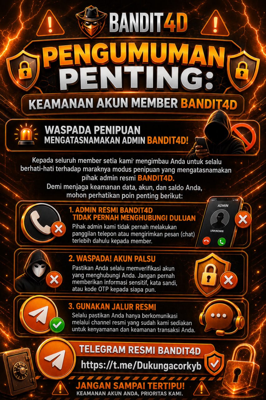 🛡 PENGUMUMAN PENTING: KEAMANAN AKUN MEMBER BANDIT4D🛡
Waspada Penipuan Mengatasna