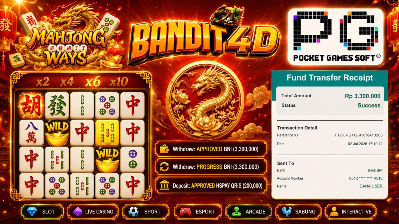 🔥SELAMAT KEPADA MEMBER BANDIT4D🔥
DEPOSIT : RP 200.000
WITHDRAW : RP 3.300.000
LI