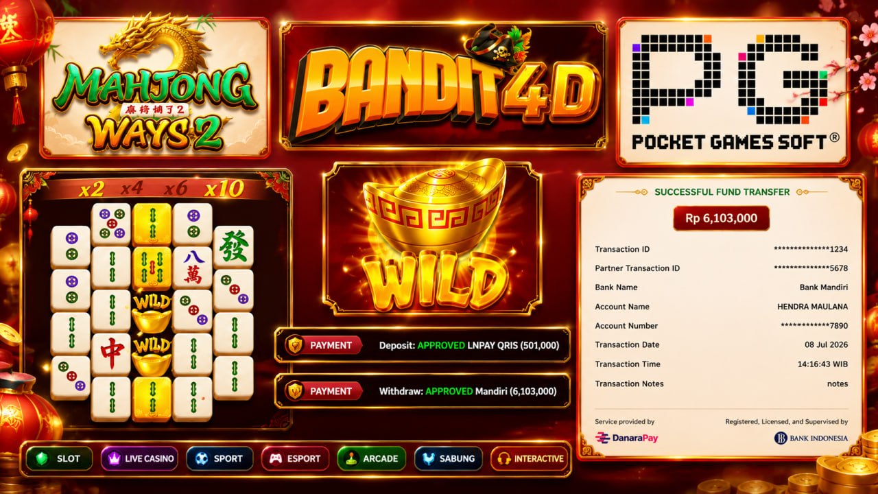 🔥SELAMAT KEPADA MEMBER BANDIT4D🔥
DEPOSIT : RP 501.000
WITHDRAW : RP 6.103.000
LI