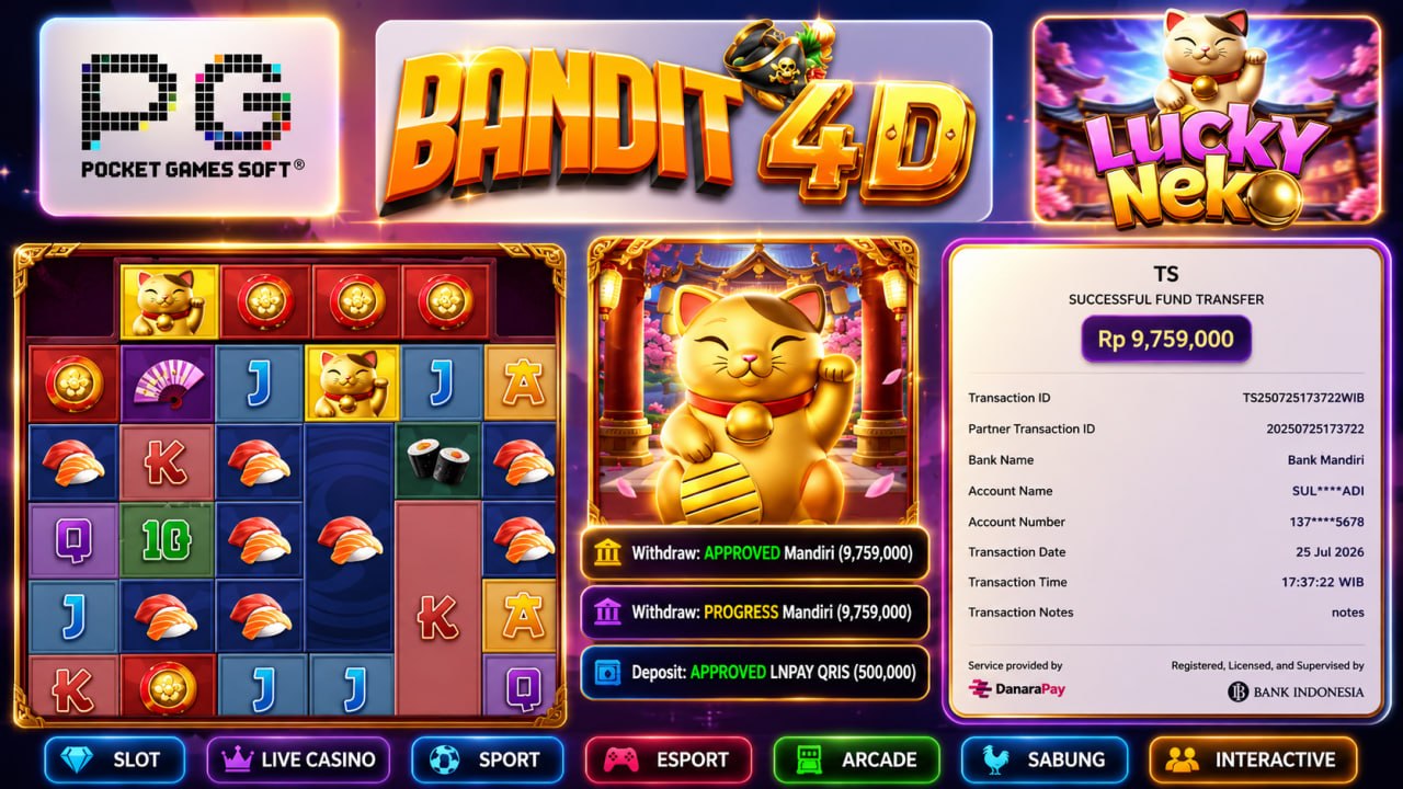 🔥SELAMAT KEPADA MEMBER BANDIT4D🔥
DEPOSIT : RP 500.000
WITHDRAW : RP 9.759.000
LI