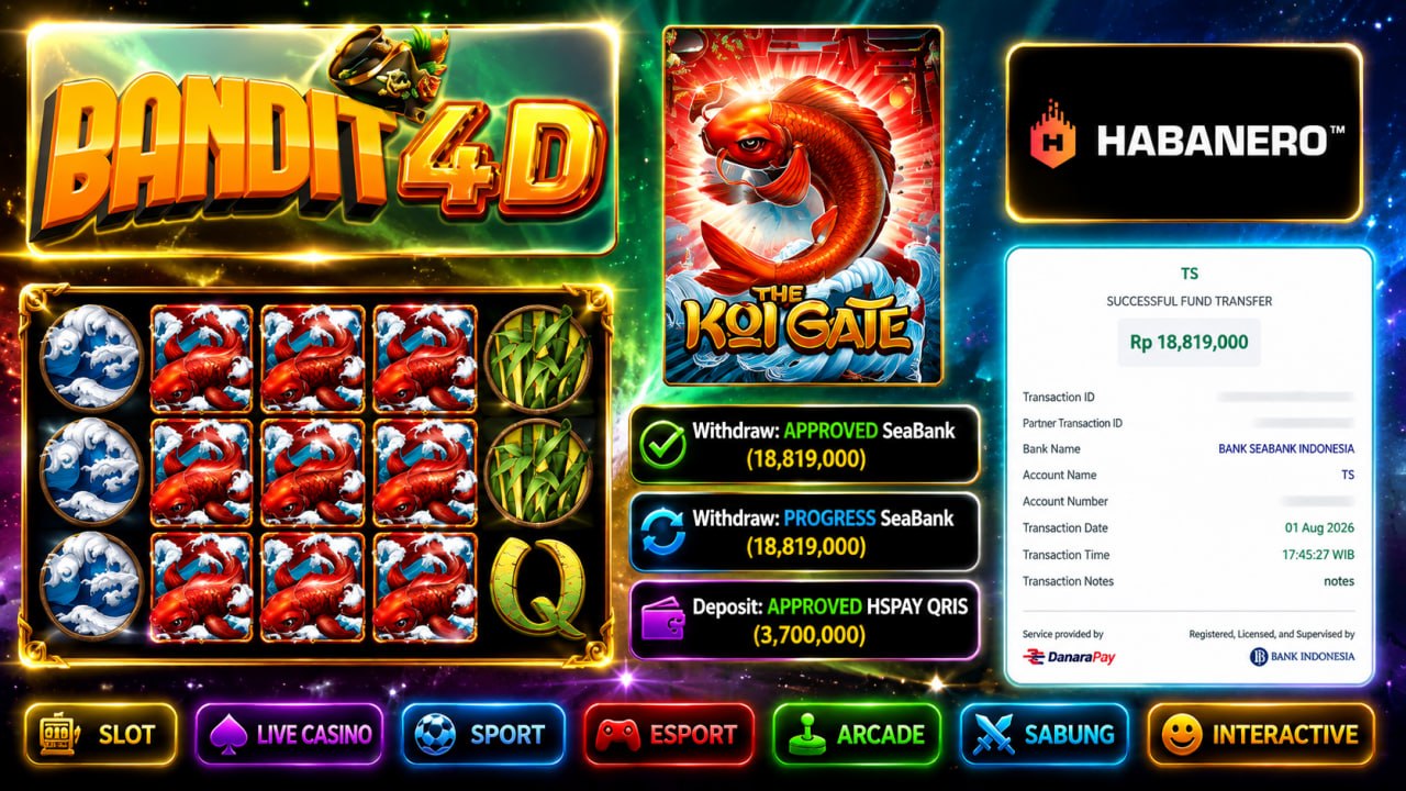 SELAMAT KEPADA MEMBER BANDIT4D🔥
DEPOSIT : RP3.700.000
WITHDRAW : RP 18.819.000
L