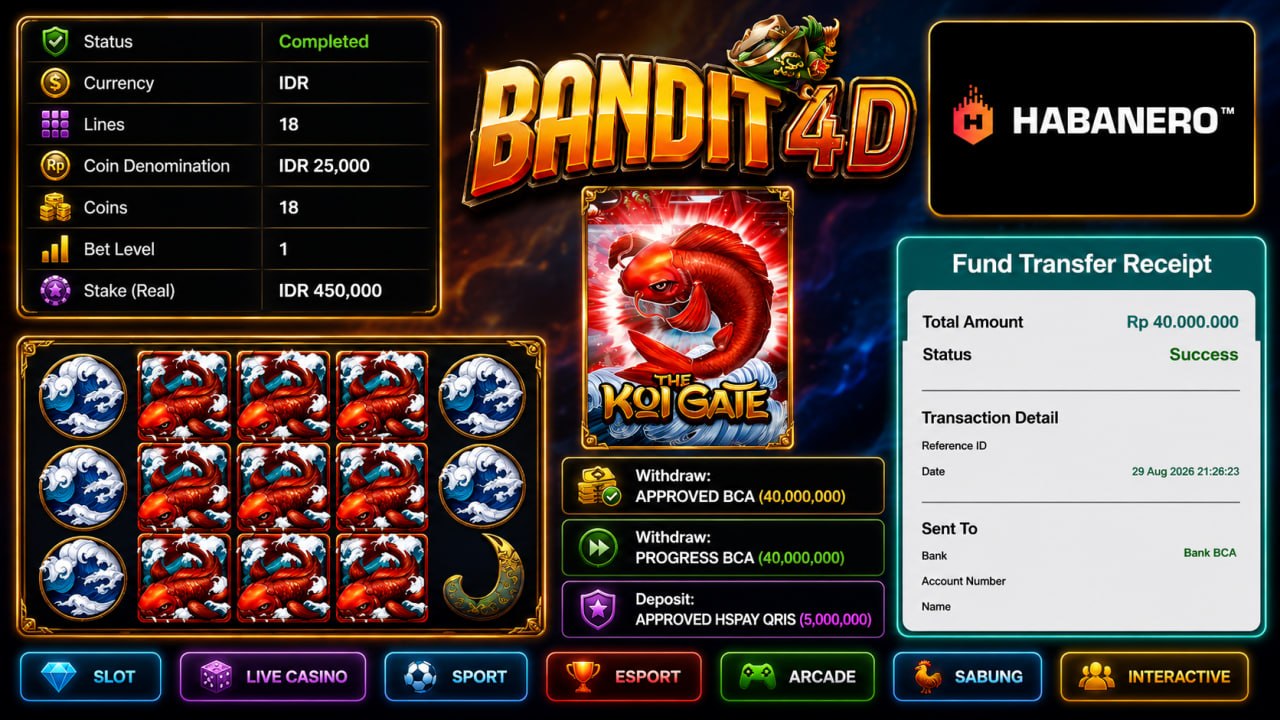 🔥SELAMAT KEPADA MEMBER BANDIT4D🔥
DEPOSIT : RP 5.000.000
WITHDRAW : RP 40.000.000
