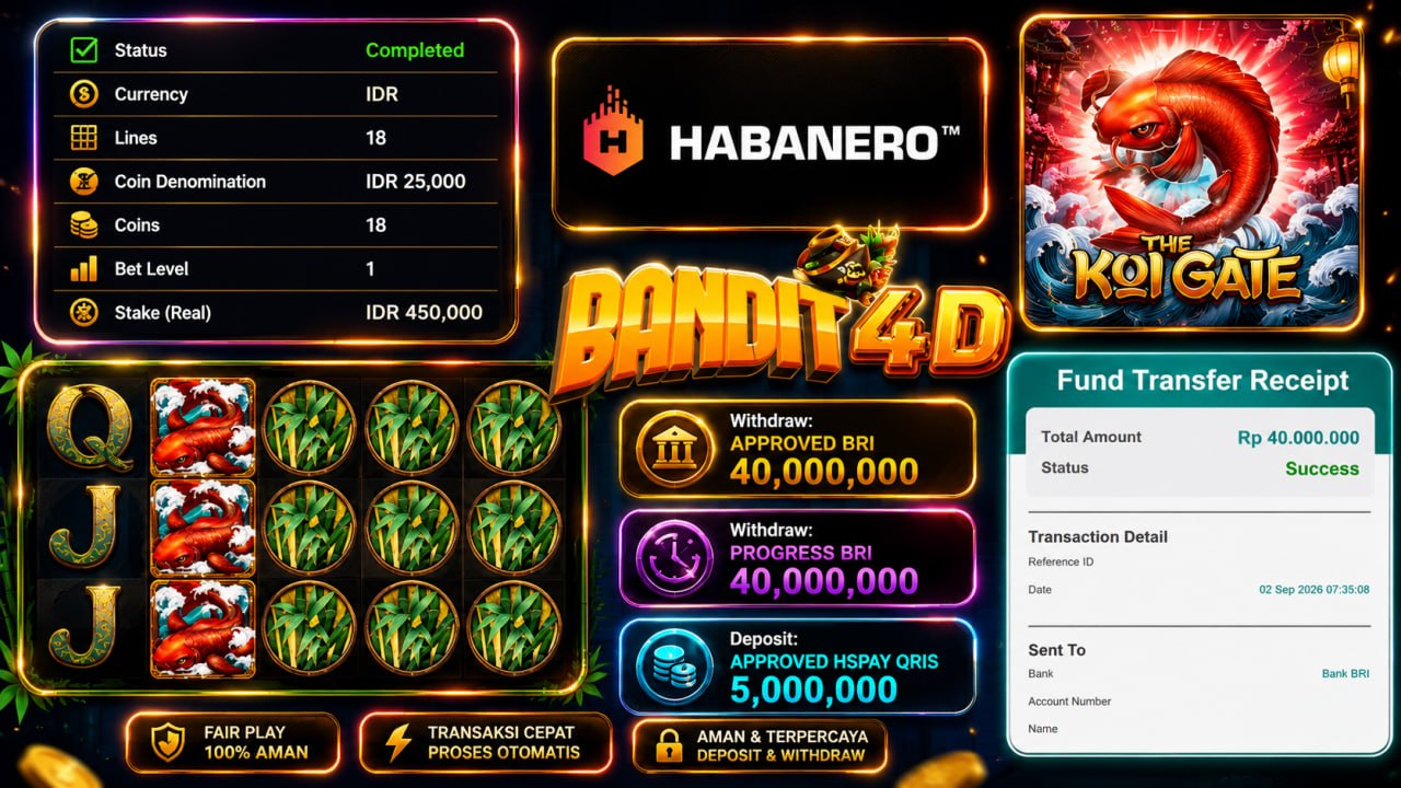 🔥SELAMAT KEPADA MEMBER BANDIT4D🔥
DEPOSIT : RP 5.000.000
WITHDRAW : RP 40.000.000