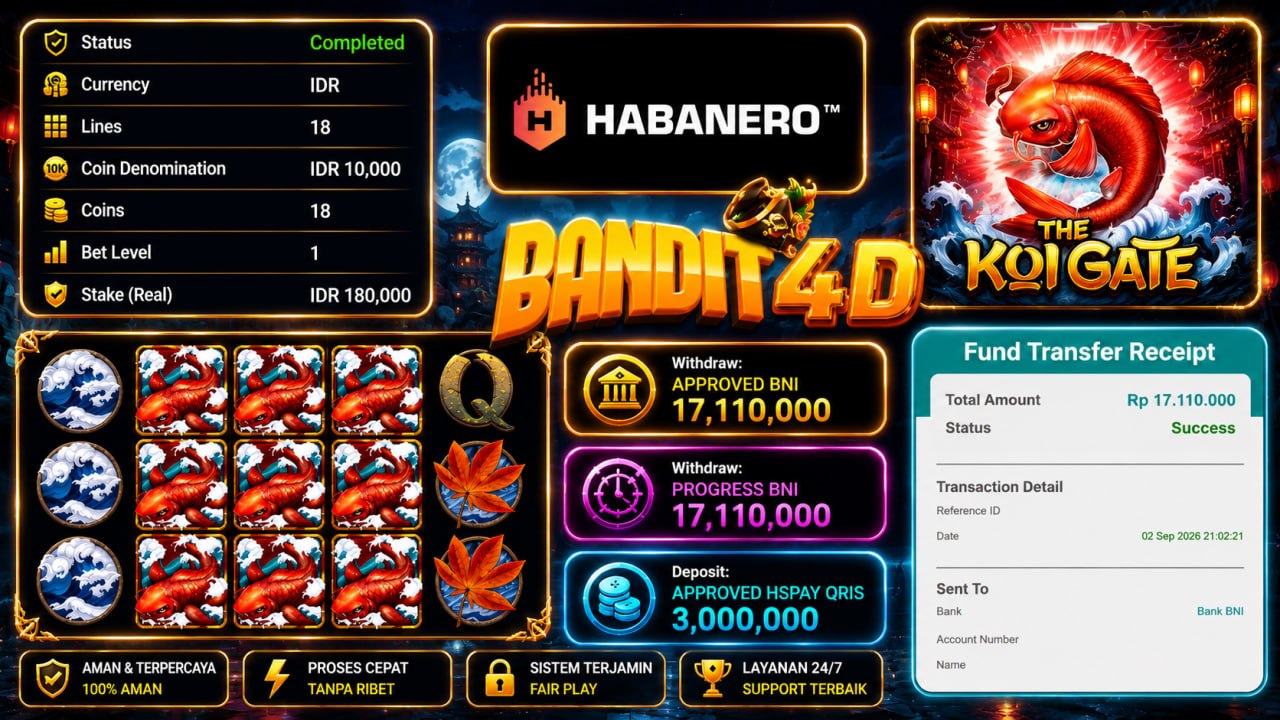 🔥SELAMAT KEPADA MEMBER BANDIT4D🔥
DEPOSIT : RP 3.000.000
WITHDRAW : RP 17.110.000
