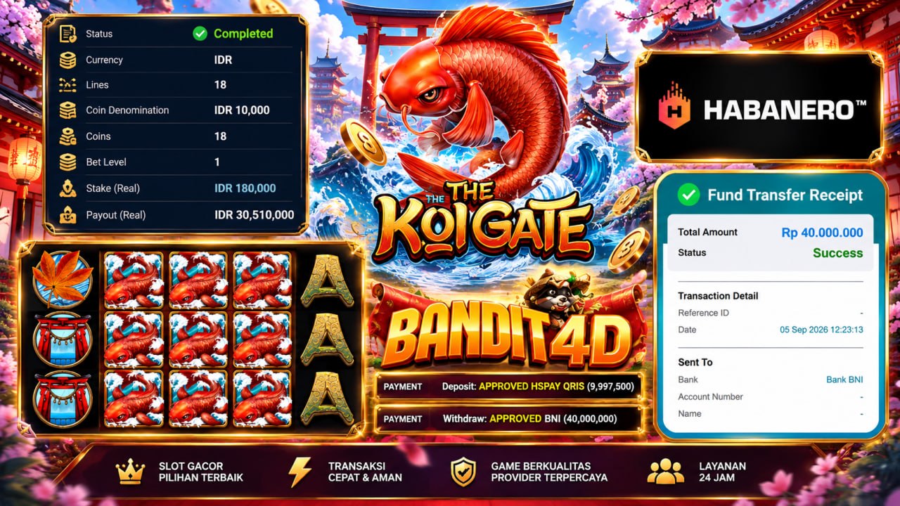 🔥SELAMAT KEPADA MEMBER BANDIT4D🔥
DEPOSIT : RP 9.997.500
WITHDRAW : RP 40.000.000