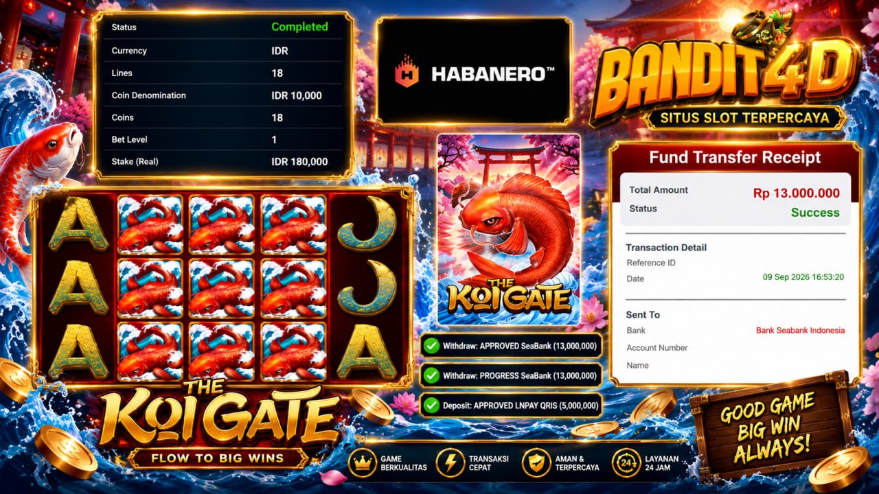 🔥SELAMAT KEPADA MEMBER BANDIT4D🔥
DEPOSIT : RP 5.000.000
WITHDRAW : RP 13.000.000