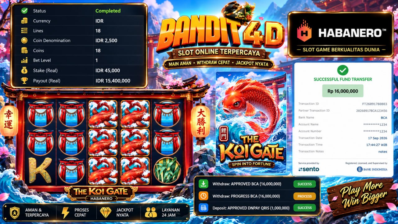 🔥SELAMAT KEPADA MEMBER BANDIT4D🔥
DEPOSIT : RP 1.000.000
WITHDRAW : RP 16.000.000